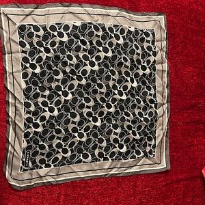 Coach silk scarf 21x21,black and gray used